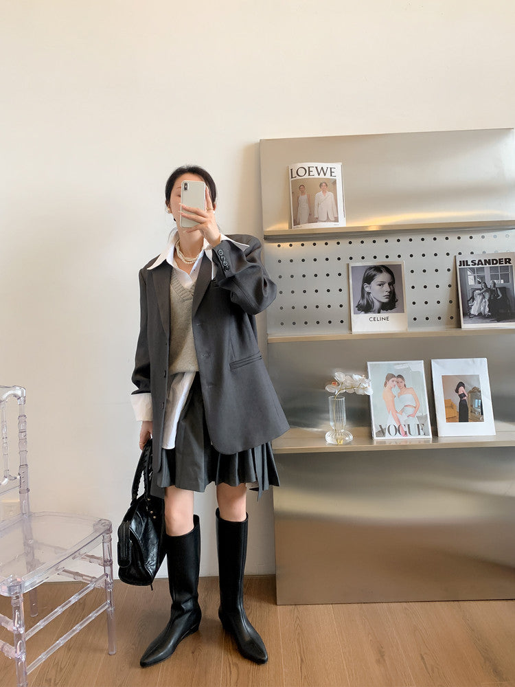 Karin Luna In Stock  In-stock Square Toe Straight Slip-on Long Boots