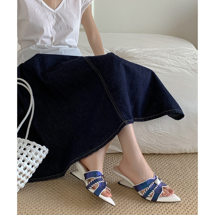 Karin Luna Fish Skin Series~Minimalist Pointed Toe Hot-Selling Unique Heel Slippers