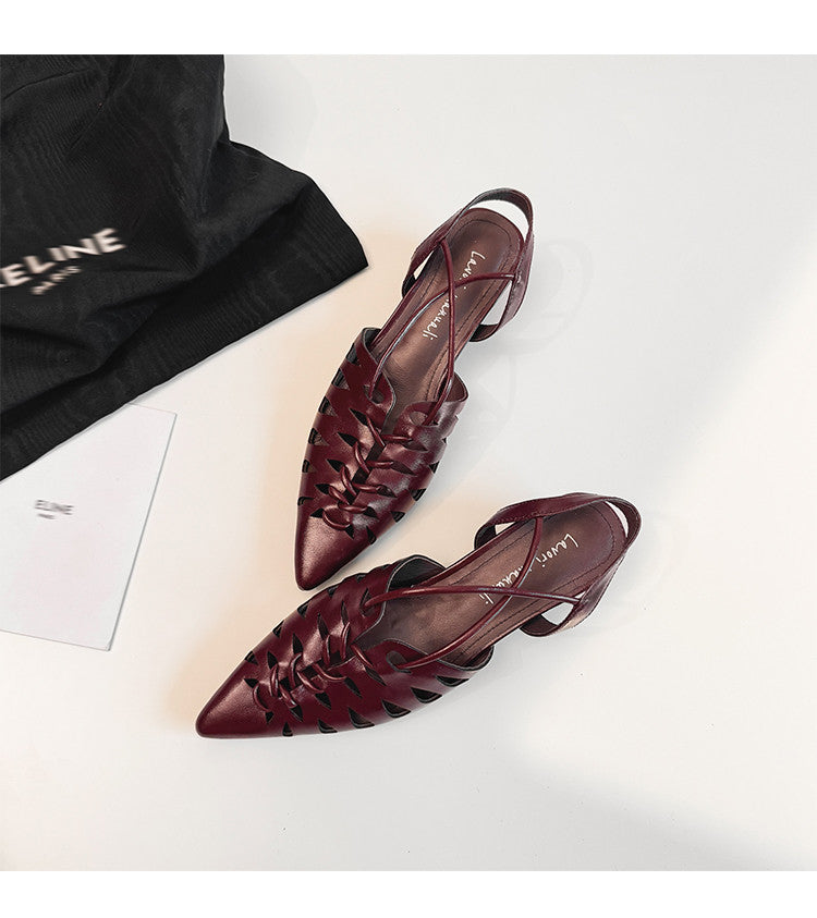 Karin Luna Braided Style ~Cross-woven Pointed Toe Closed-toe Sandals