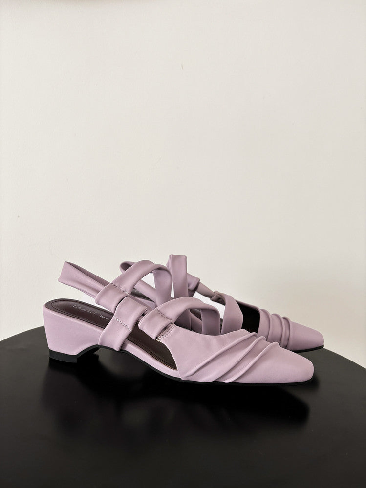 Karin Luna In Stock In Stock Minimalist Soft Upper Small Square Toe Chunky Heel Sandals