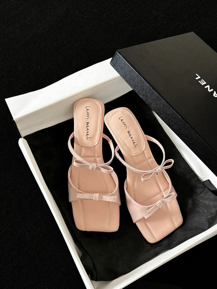 Karin Luna Hot Item Hot Item Self-Flow Square-Toe Irregular Heel Slippers