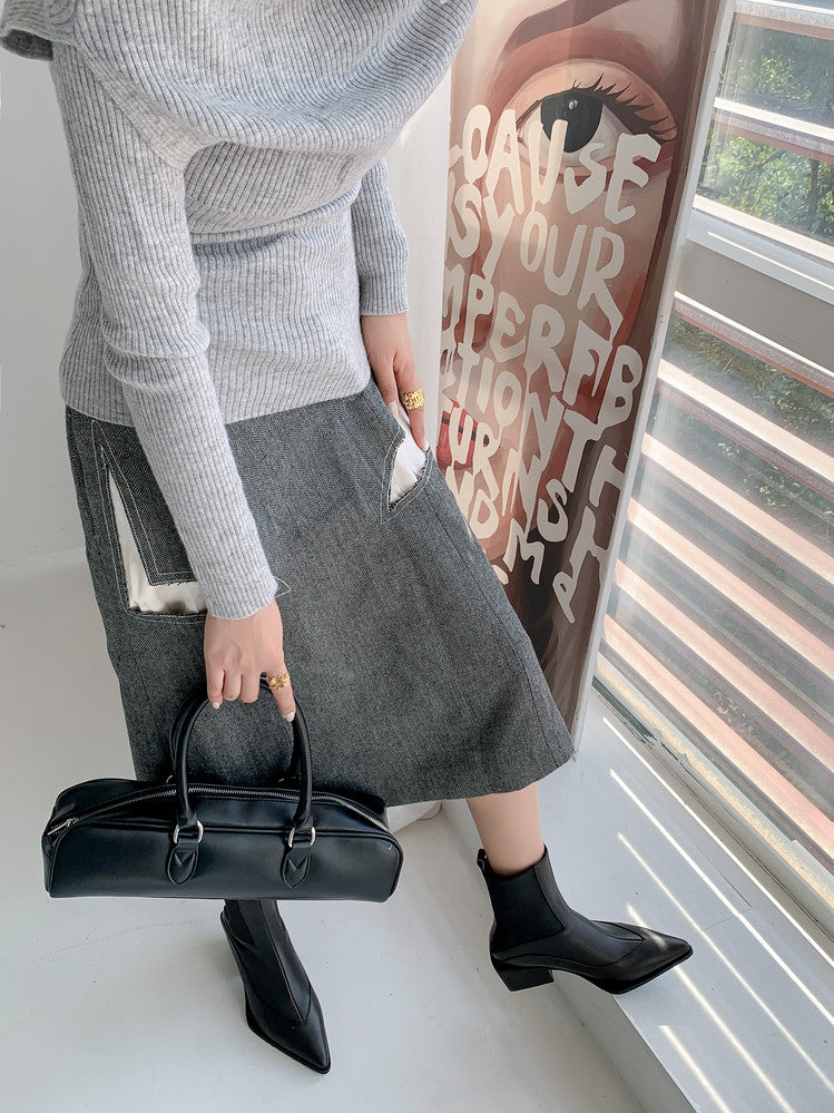 Karin Luna In Stock Spot Goods   Elegant Pointed Toe Chunky Heel Ankle Boots