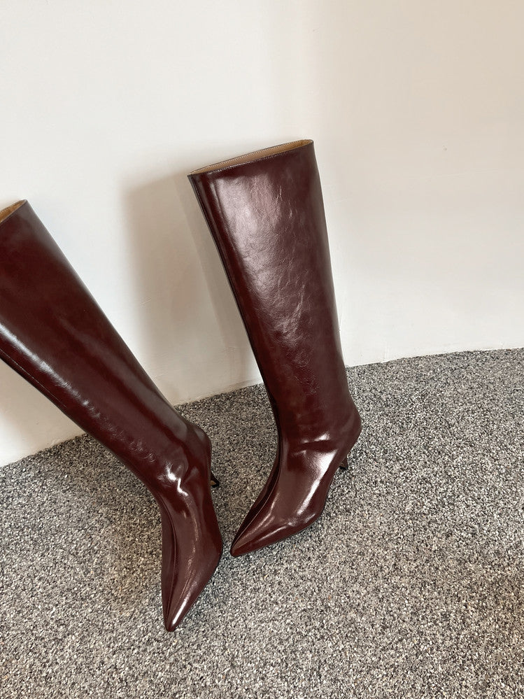 Karin Luna In Stock In Stock    Stunning Elegant Style Kitten Heel Straight Long Boots