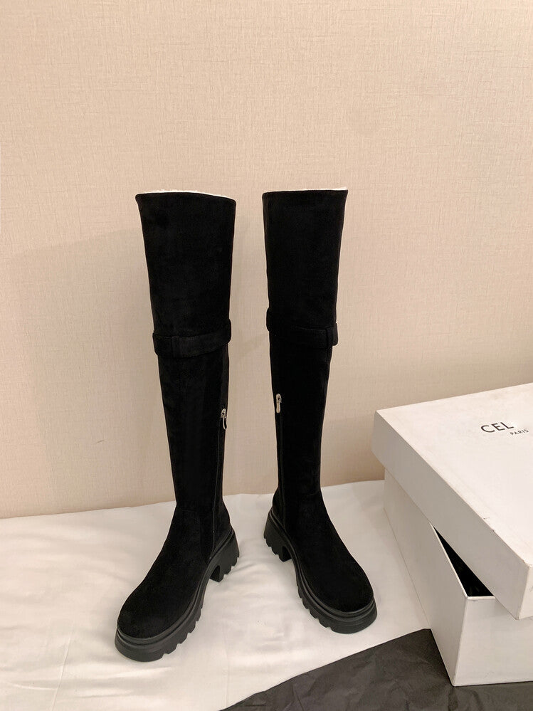 Karin Luna has prepared stock  Main Push Main Push  Hot-selling Large Sole Self-flowing Foldable Round Toe Over-the-Knee Boots