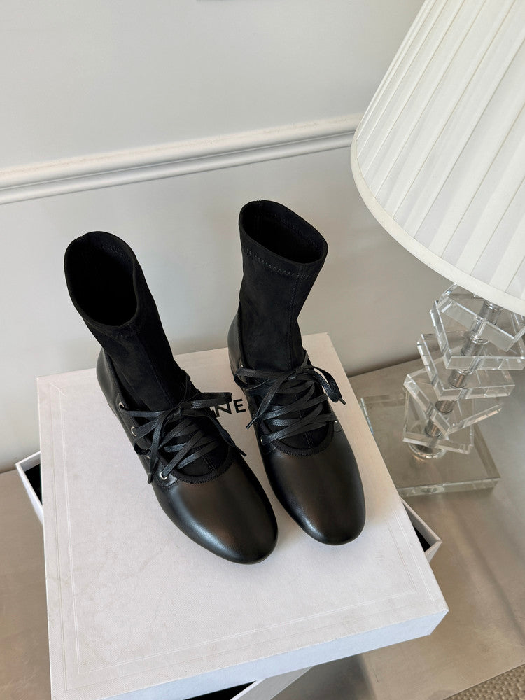 Karin Luna Round Toe Internal Height Increase Lace-up Ankle Boots