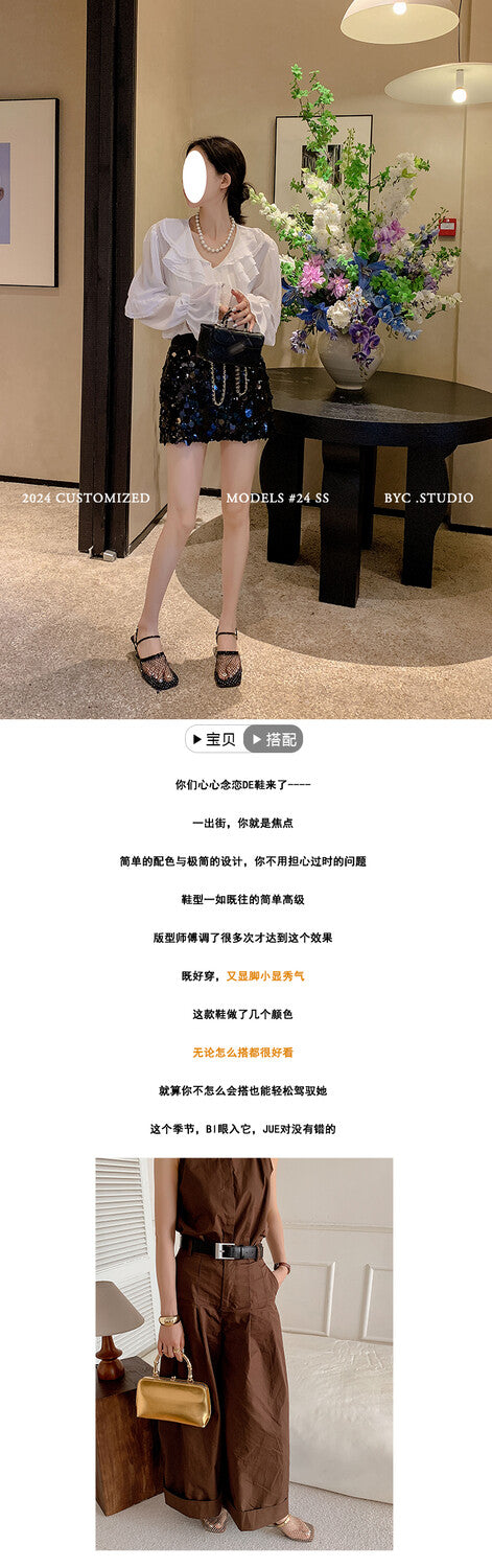 Karin Luna Highlights Fairness~In stock  Closed-Toe Diamond Mesh Unisex Convertible Sandals