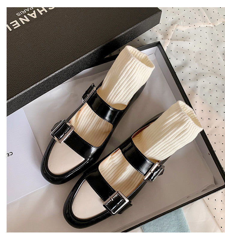 Karin Luna In Stock Spot Goods One-Strap Height-Increasing Belt Buckle Single Shoes
