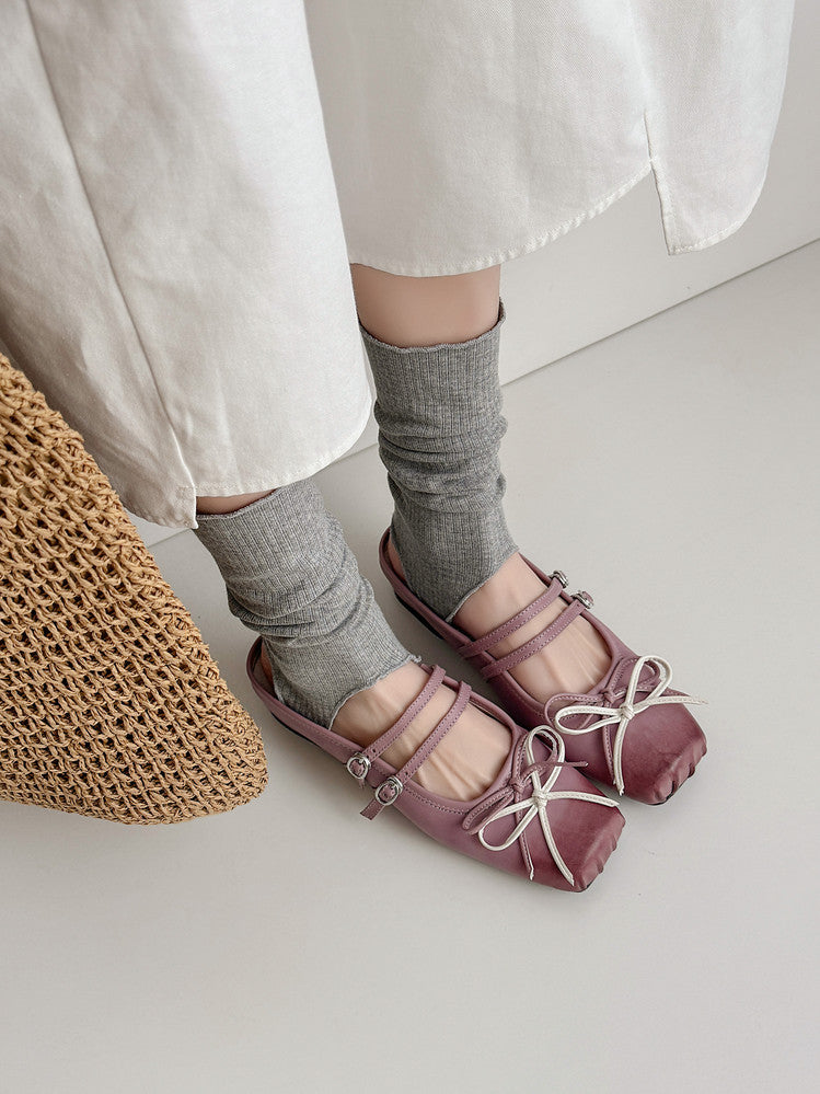 Karin Luna In Stock In Stock   Summer New Sweet Bowknot Color Block Square Toe Height-Increasing Slippers