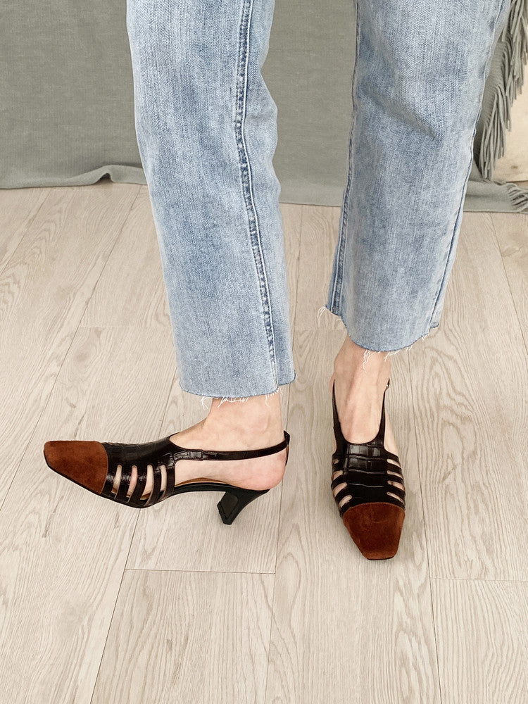 Karin Luna In Stock Spot Goods   French Retro Small Square Toe Closed-Toe Elegant Closed-Toe Sandals