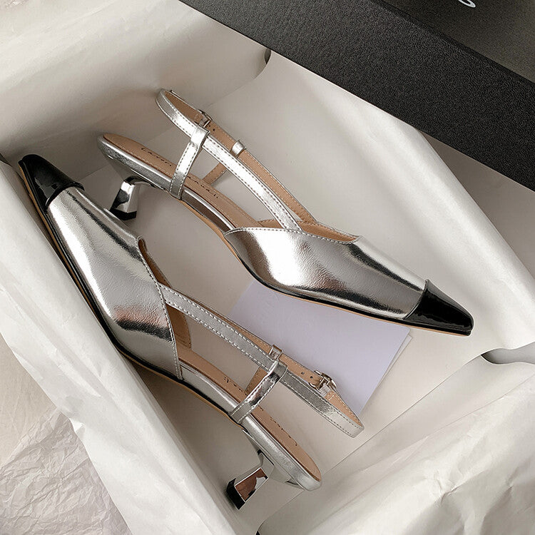 Karin Luna In Stock 24New Year's stock is now available Color Block Pointed Toe Full Leather Sandals