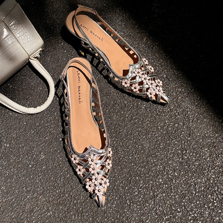 Karin Luna In Stock Spot Goods  Purely Handmade Flowers High-end Hollow Out Sandals