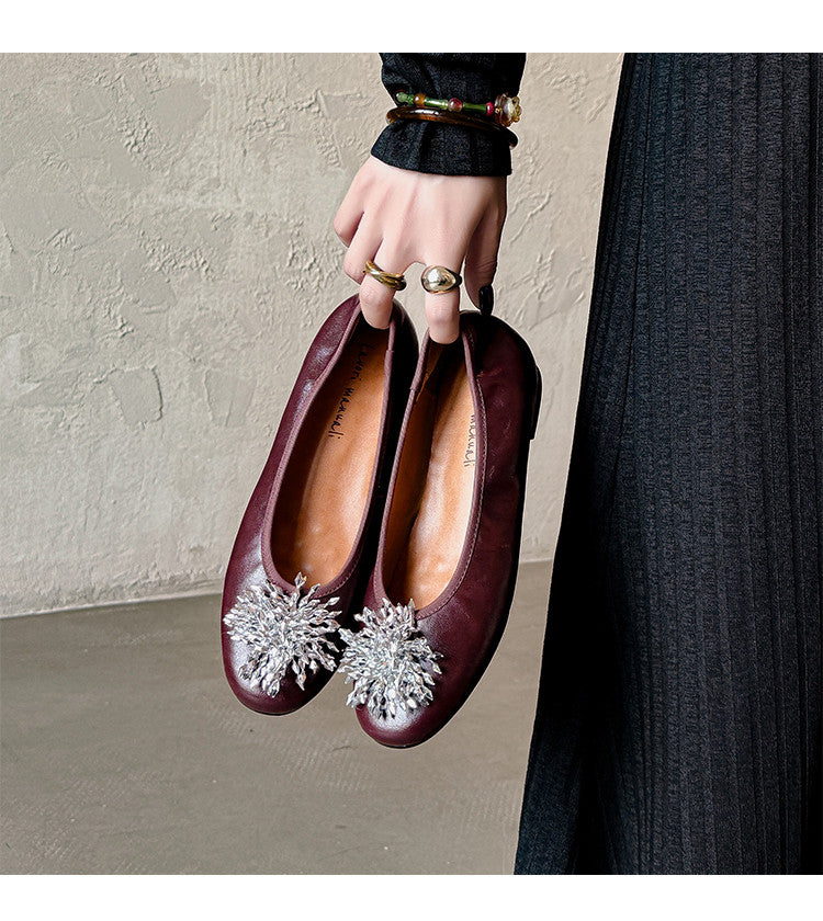 Karin Luna Full Leather Inside and Out~Gorgeous Fireworks Flat Granny Shoes