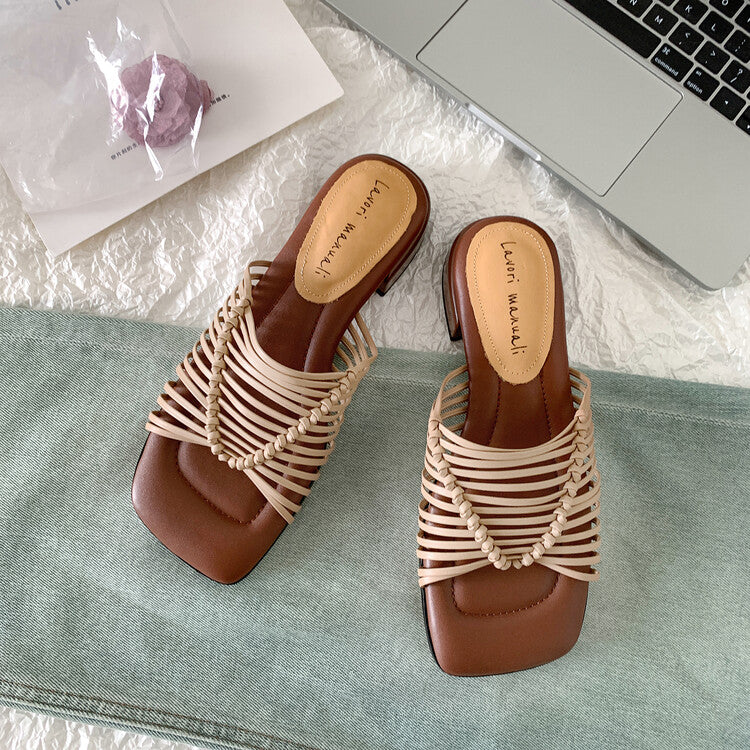 Karin Luna In Stock Spot Goods  Resort Style Handwoven Flat Sole Slippers