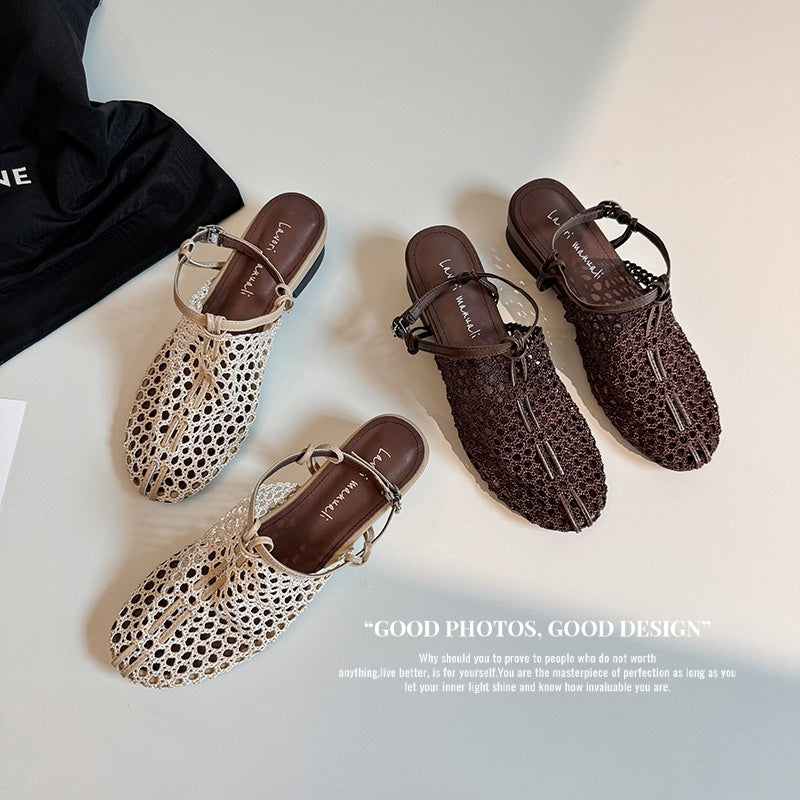 Karin Luna In Stock Spot Goods  Resort Style Series~Casual woven closed-toe flat sandals