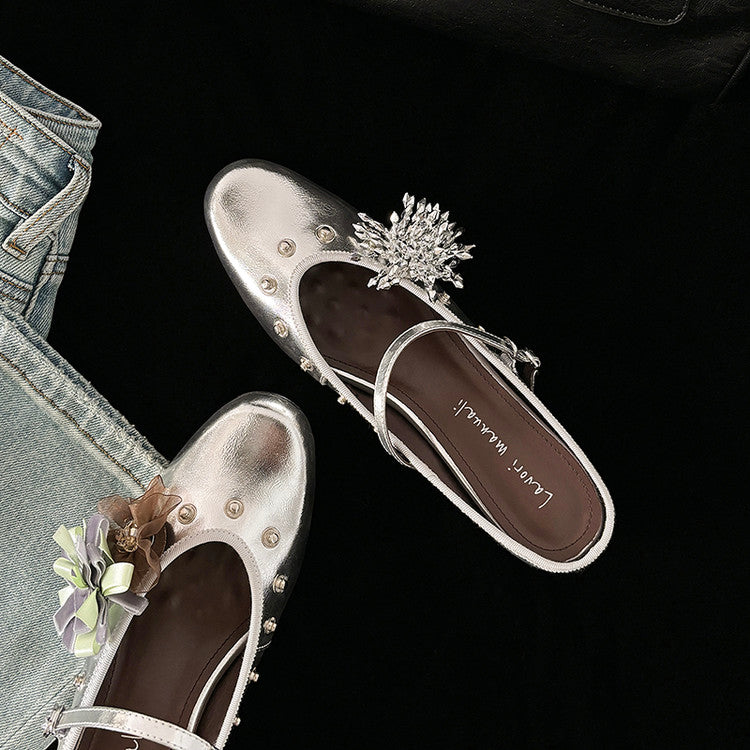 Karin Luna In Stock Spot Goods  Full-grain leather inside and out  Ultra Exquisite Round Toe Hidden Heel Closed-Toe Slippers
