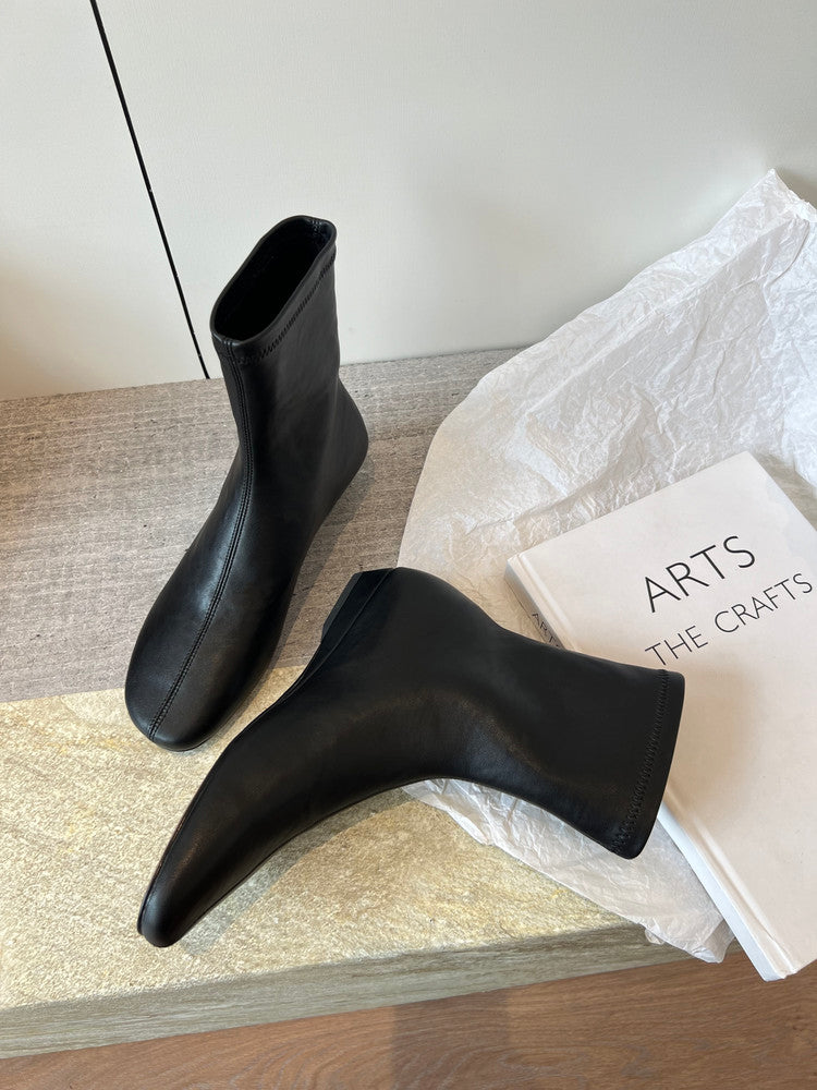 Karin Luna In Stock Spot Goods Round Toe Basic Stretch Slim Short Boots