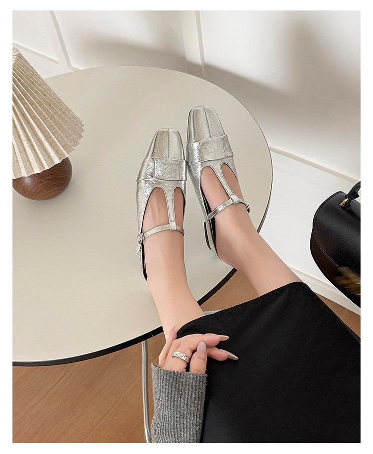 Karin Luna In Stock Spot Goods  t Square-Toed Full Leather Basic Slippers