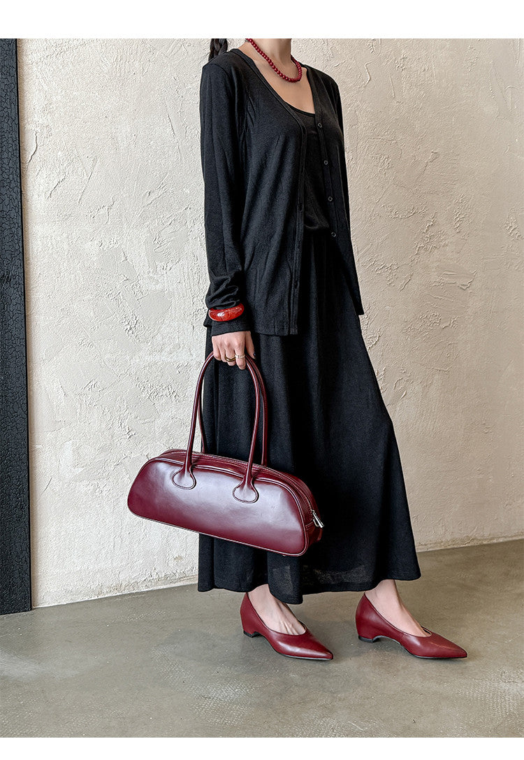 Karin Luna Full Layer Inside and Out~Basic Versatile Retro French Pointed Toe Irregular Heel Single Shoes