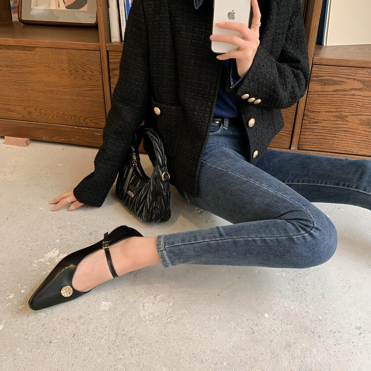 Karin Luna Camellia Story~In stock  Full Leather Shallow Mouth Single Shoes