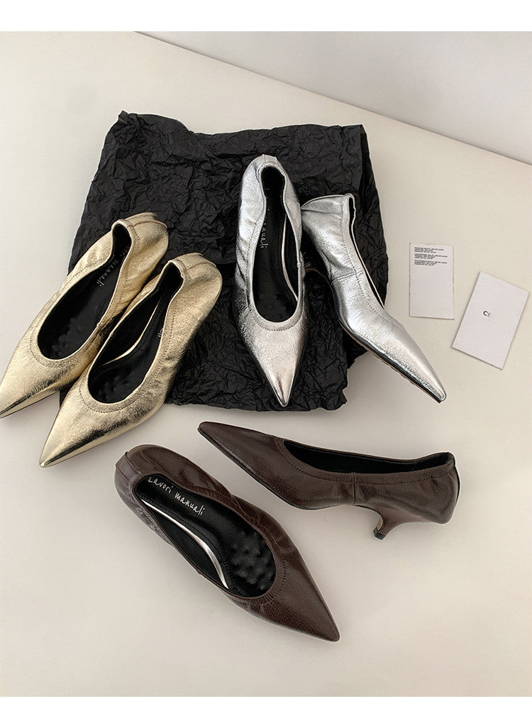 Karin Luna In Stock Spot Goods    Vintage Classic Style Shallow Mouth Single Shoes