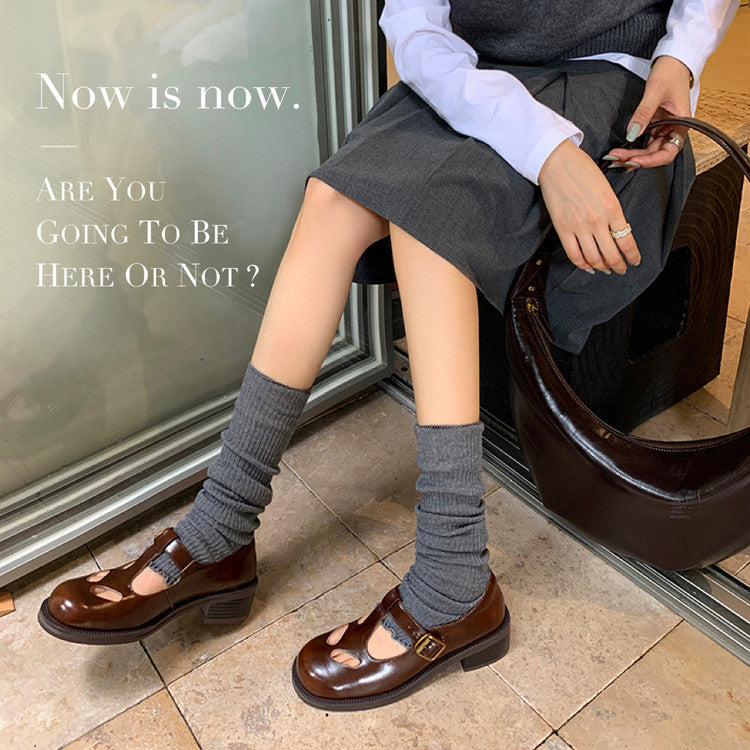 Karin Luna In Stock Spot Goods Minimalist Retro British Style Irregular Hollow Single Shoes