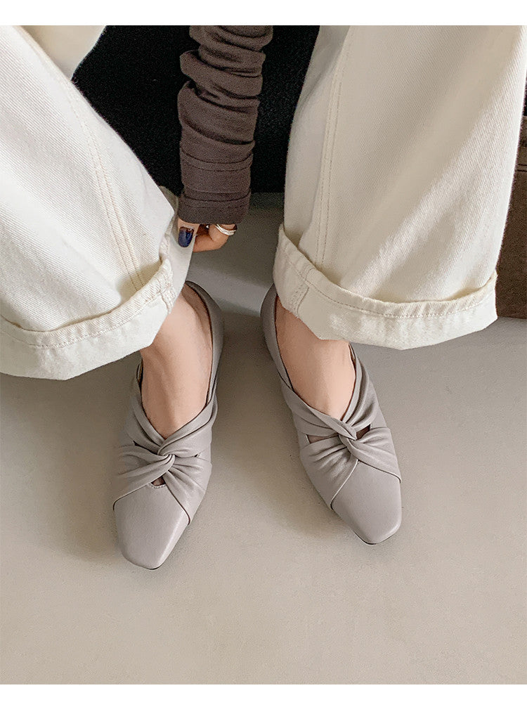 Karin Luna Cross Design Square Toe Hidden Wedge Shoes