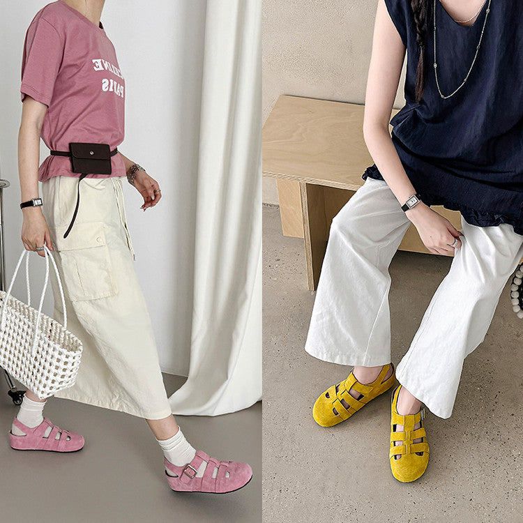 Karin Luna Full Layer Inside and Out~Basic Versatile Perforated Round Toe Birkenstock Shoes
