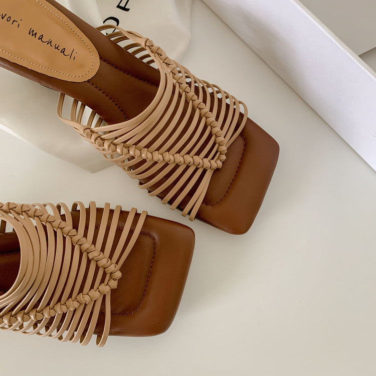 Karin Luna Bestseller Woven Vacation Style Series~ Elegant High Heel Slippers
