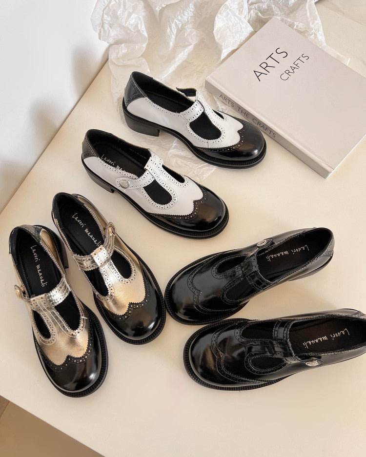 Karin Luna In Stock Spot Goods  Color Matching t Round Toe British Style Single Shoes