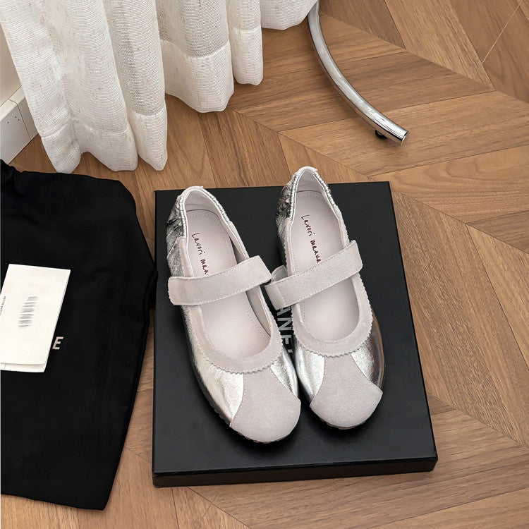 Karin Luna Casual Shoes Series~  In Stock In Stock Magic Tape Round Toe Internal Height Increase Single Strap Flats