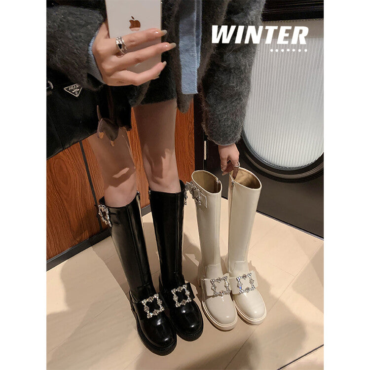 Karin Luna has prepared stock  Custom Large Square Buckle Bowknot Fastener Elegant Long Boots