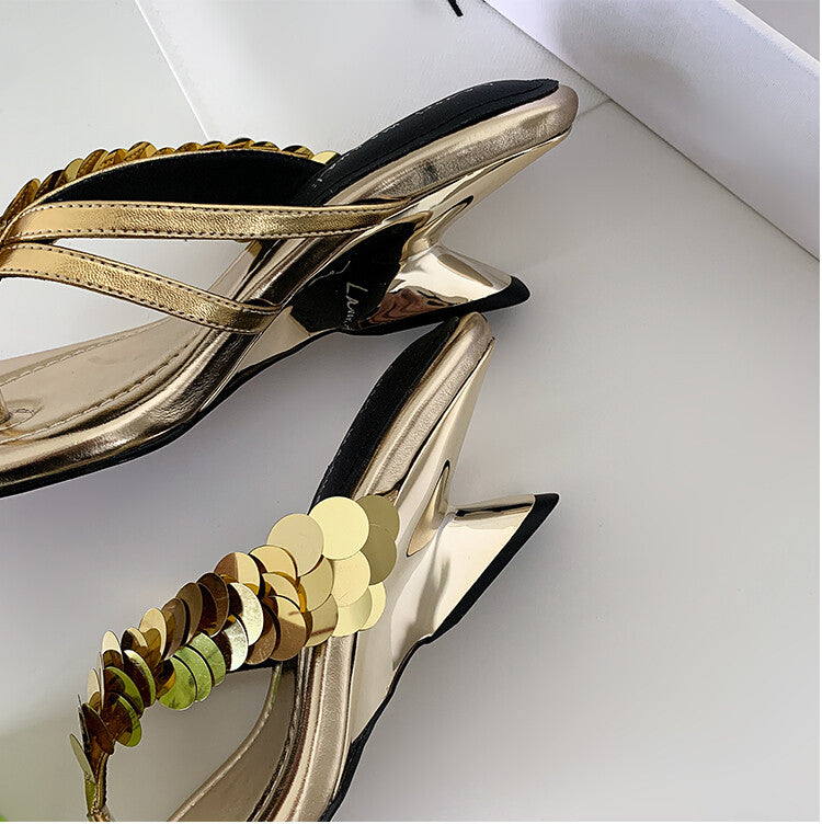 Karin Luna Exquisite Daughter~t Footrest with Rhinestones for a Sofa-like Feel  Sequin Flip-Flops