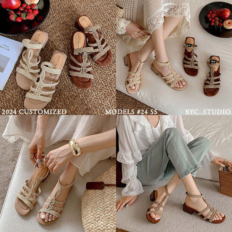 Karin Luna In Stock Spot Goods  Bohemian Handwoven Style  Fluffy feel Super versatile round-toe sandals