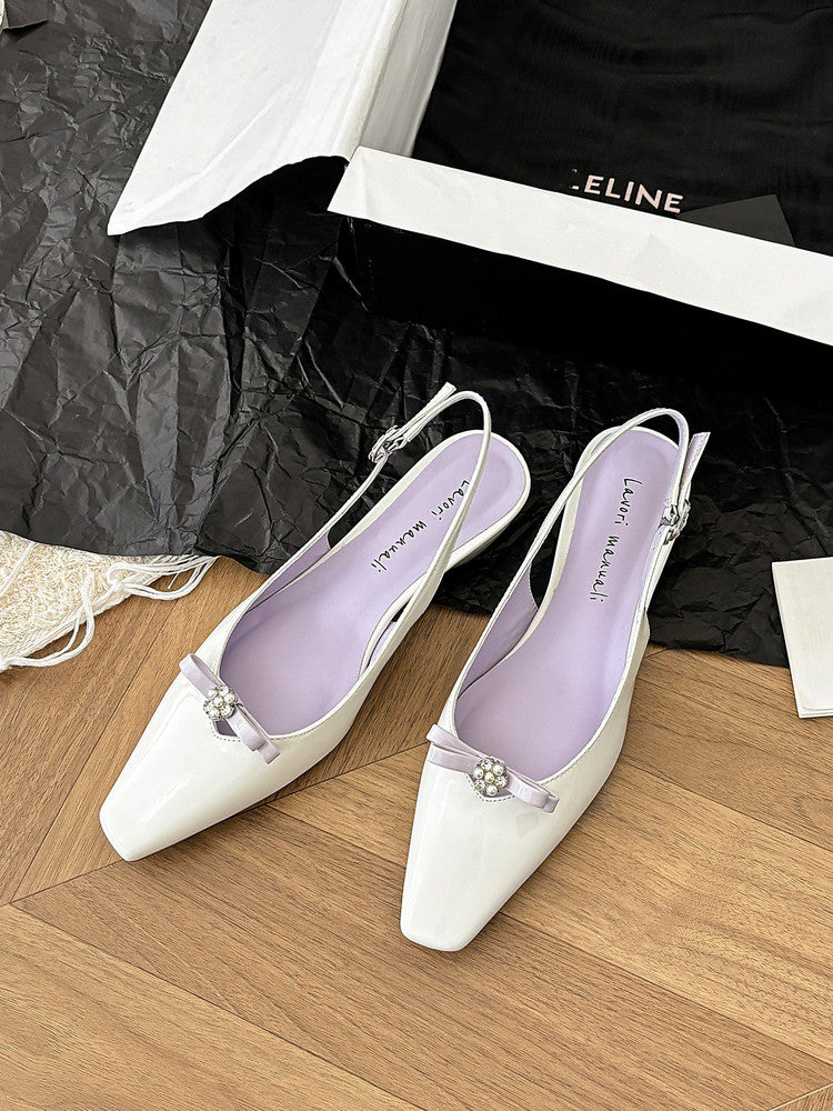 Karin Luna In Stock In Stock Sweet Bowknot Small Square Toe Chunky Heel Closed-toe Elegant Retro Sandals