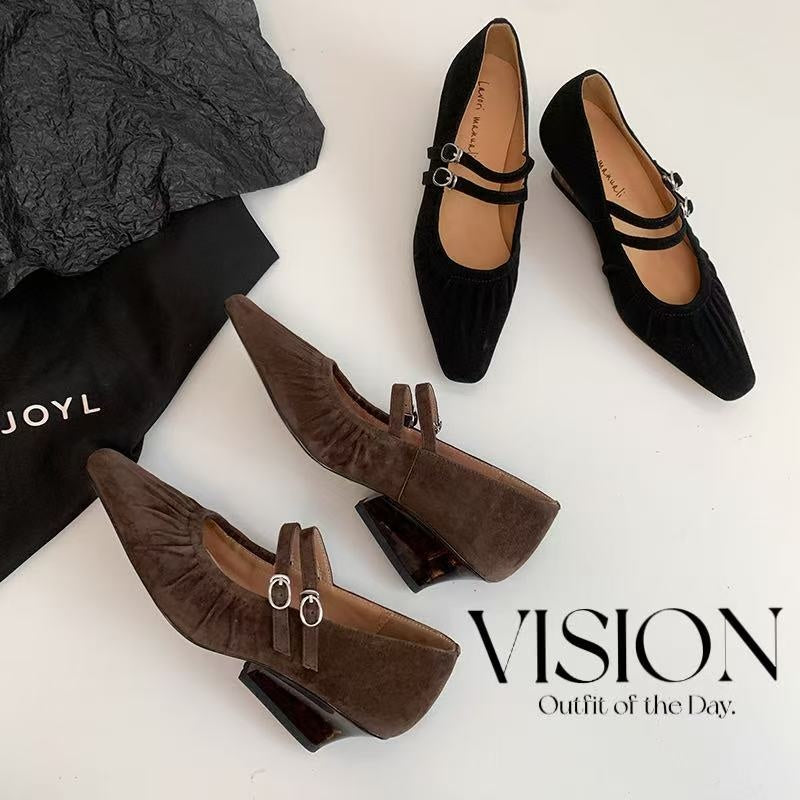 Karin Luna Full Leather Inside and Out Popular Element Amber Heel Elegant French Style Single Shoes