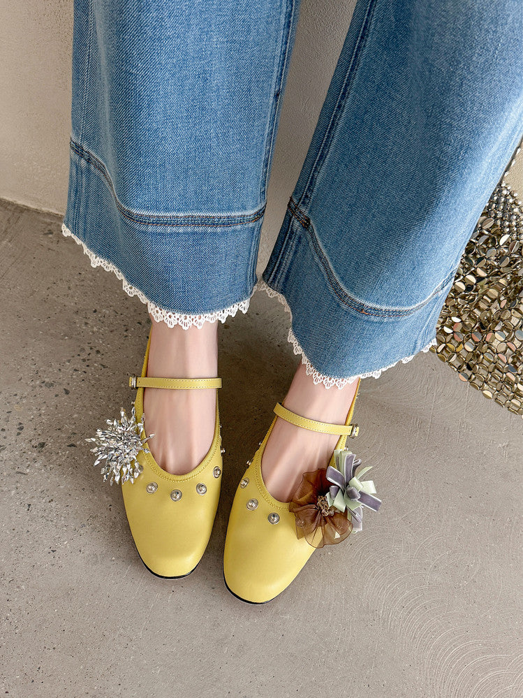 Karin Luna In Stock Spot Goods  Full-grain leather inside and out  Ultra Exquisite Round Toe Hidden Heel Closed-Toe Slippers