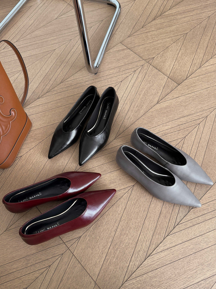 Karin Luna In Stock Spot Goods Classic three-color pointed toe metal heel shoes
