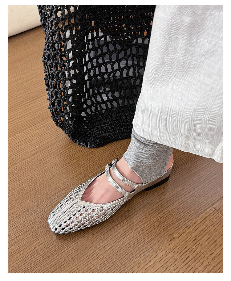 Karin Luna In Stock Spot Goods Hollow Woven One-Strap Closed-Toe Slippers