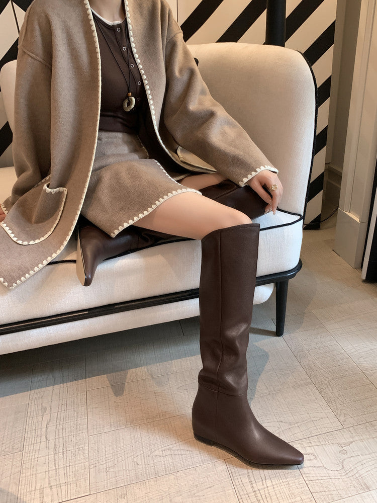 Karin Luna Elegant Style Slanted Inner Height-Increasing Long Boots