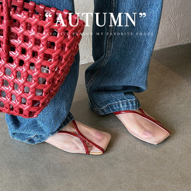Karin Luna In Stock Spot Goods  Square Toe Mesh Sandals