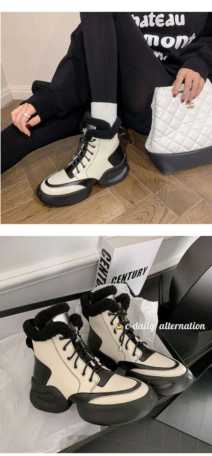 Karin Luna In Stock  Spot Goods  Hot-selling Sports Thick Sole Thickened Fur Snow Boots Full cowhide