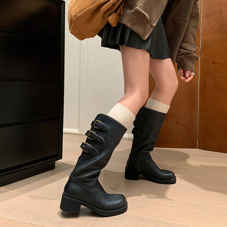 Karin Luna In Stock In Stock Thigh Circumference Belt Buckle Thick Sole Rider Boots
