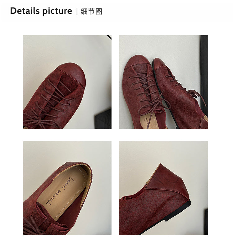 Karin Luna In Stock In Stock   Xiaohongshu Hot-Selling Lace-Up Round-Toe Deep Mouth Single Shoes