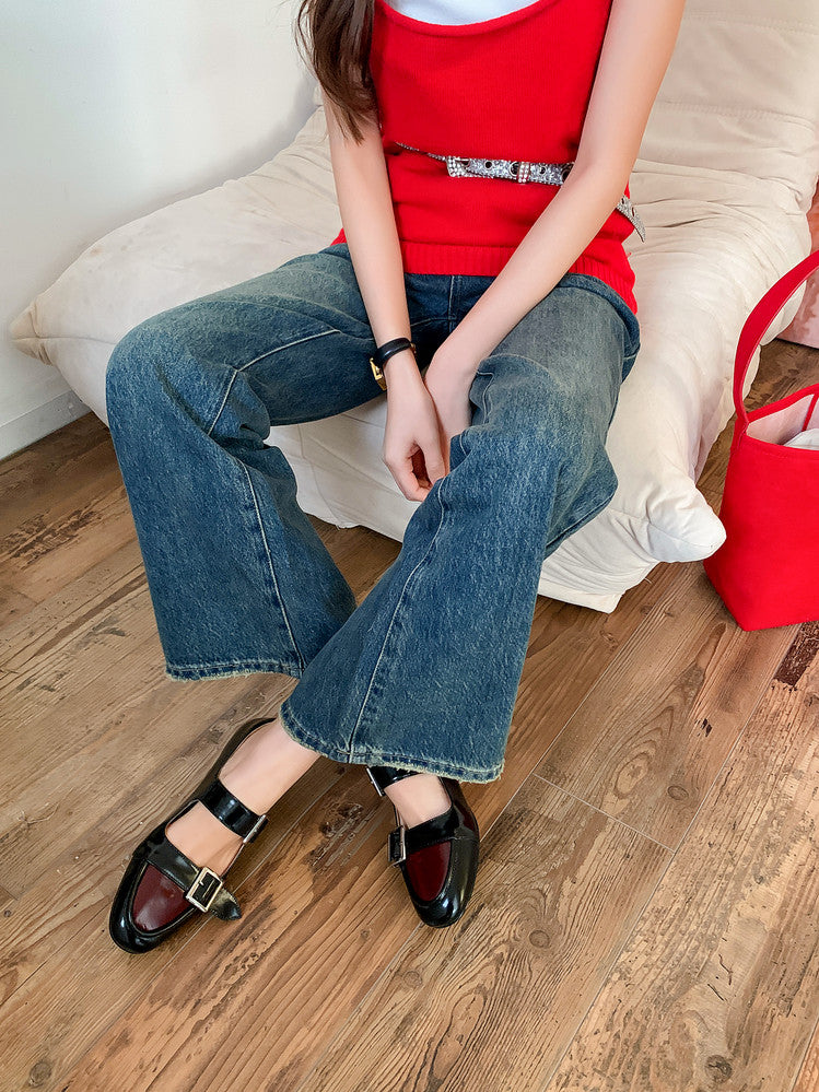 Karin Luna In Stock Spot Goods One-Strap Height-Increasing Belt Buckle Single Shoes