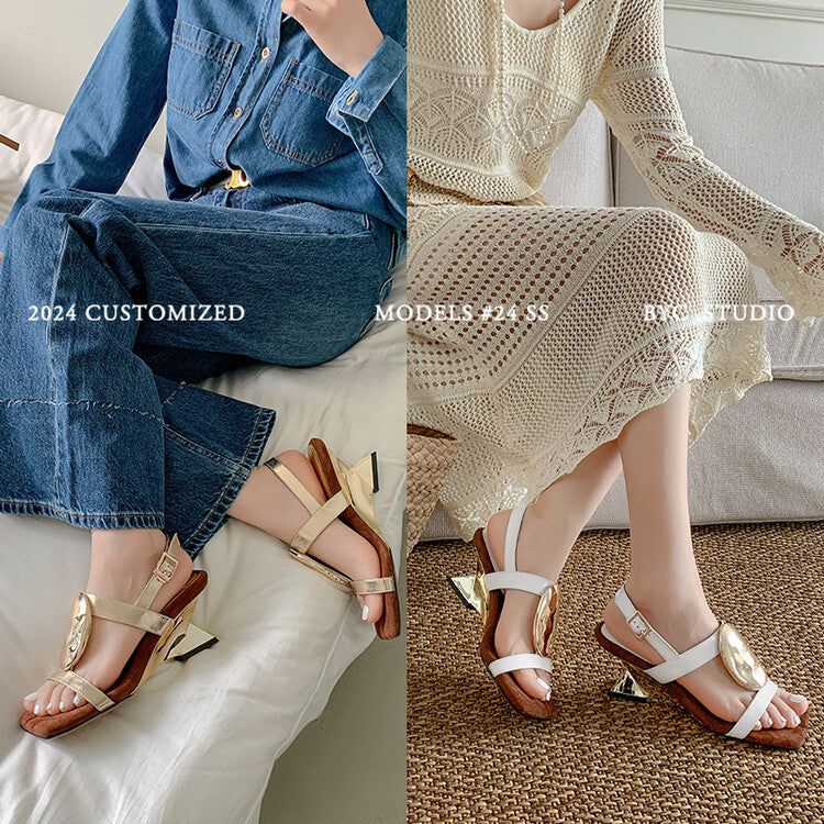 Karin Luna Hot-Selling Fasteners  Irregular Heel Open-Toe Sandals