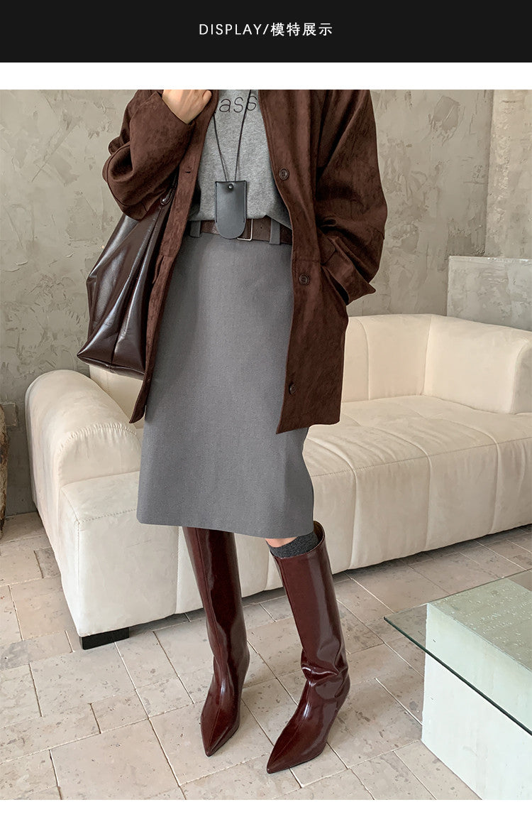 Karin Luna In Stock In Stock    Stunning Elegant Style Kitten Heel Straight Long Boots