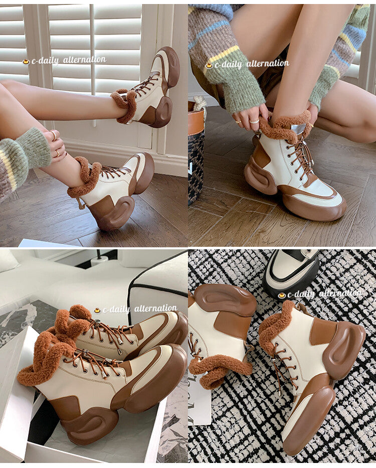 Karin Luna In Stock  Spot Goods  Hot-selling Sports Thick Sole Thickened Fur Snow Boots Full cowhide