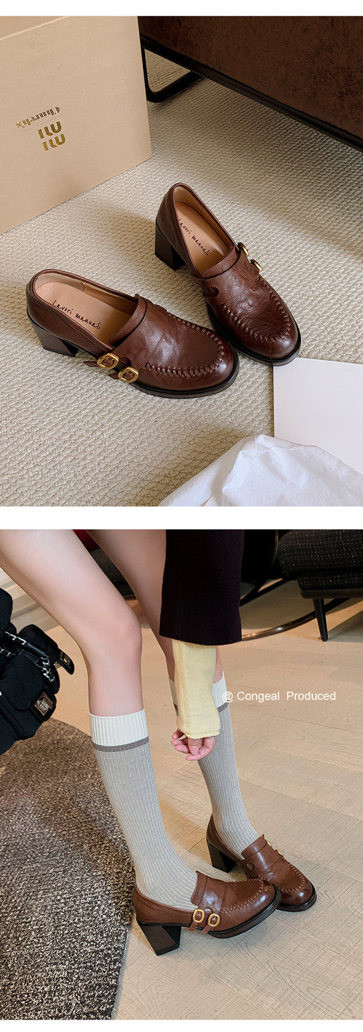 Karin Luna Bestseller Hot-Selling Derivative Edition Self-contained Strap Buckle Casual Loafers