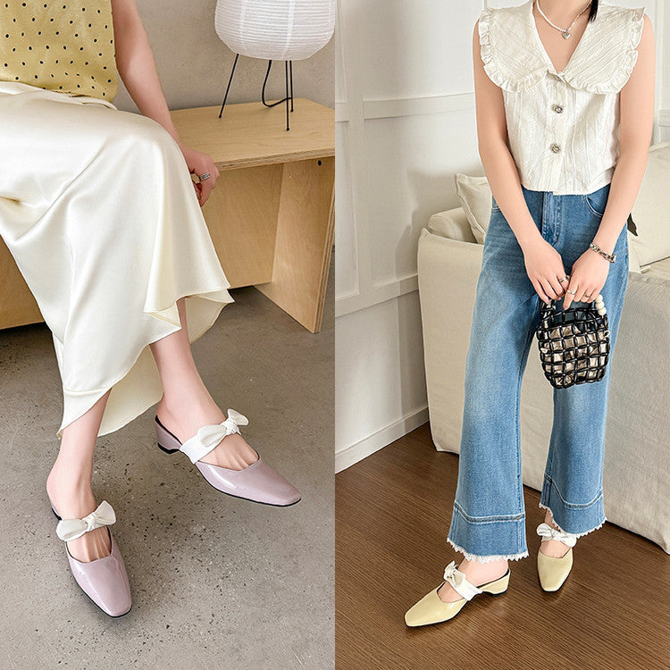 Karin Luna In Stock In Stock  Fluffy feel Bowknot Closed-Toe Slippers