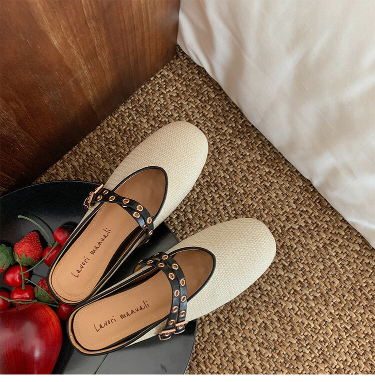 Karin Luna  Closed-Toe Woven Style Height-Increasing Slippers